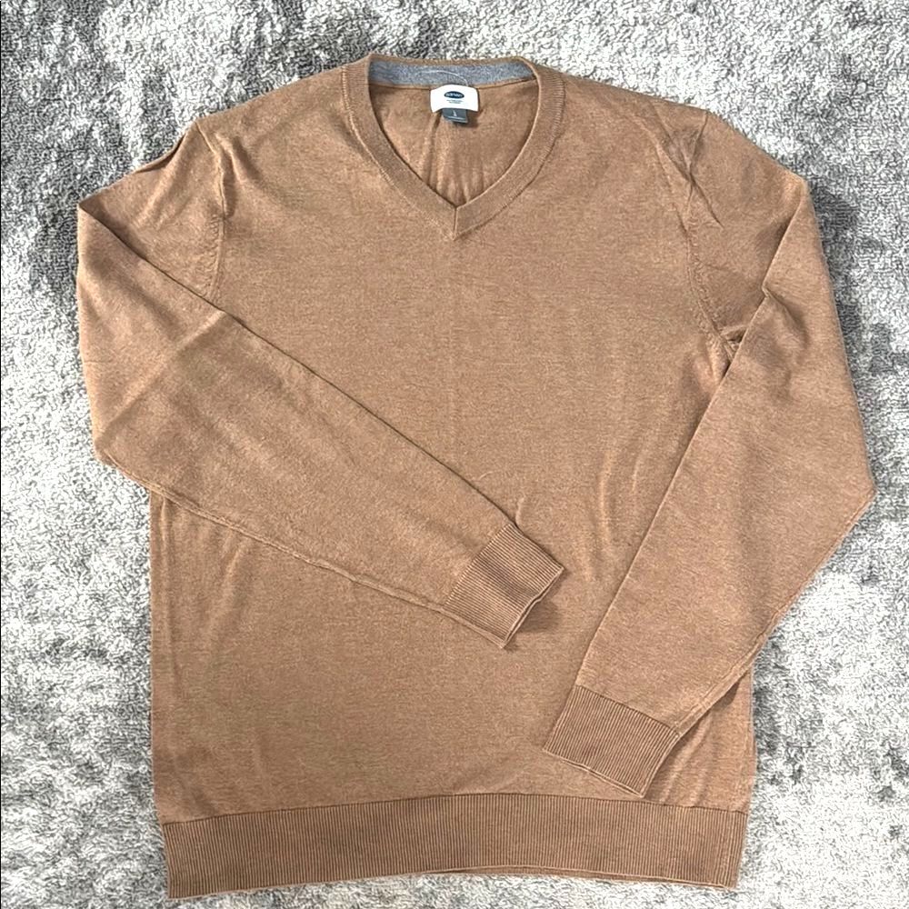 Men's Brown Cotton V-Neck Sweater Old Navy L